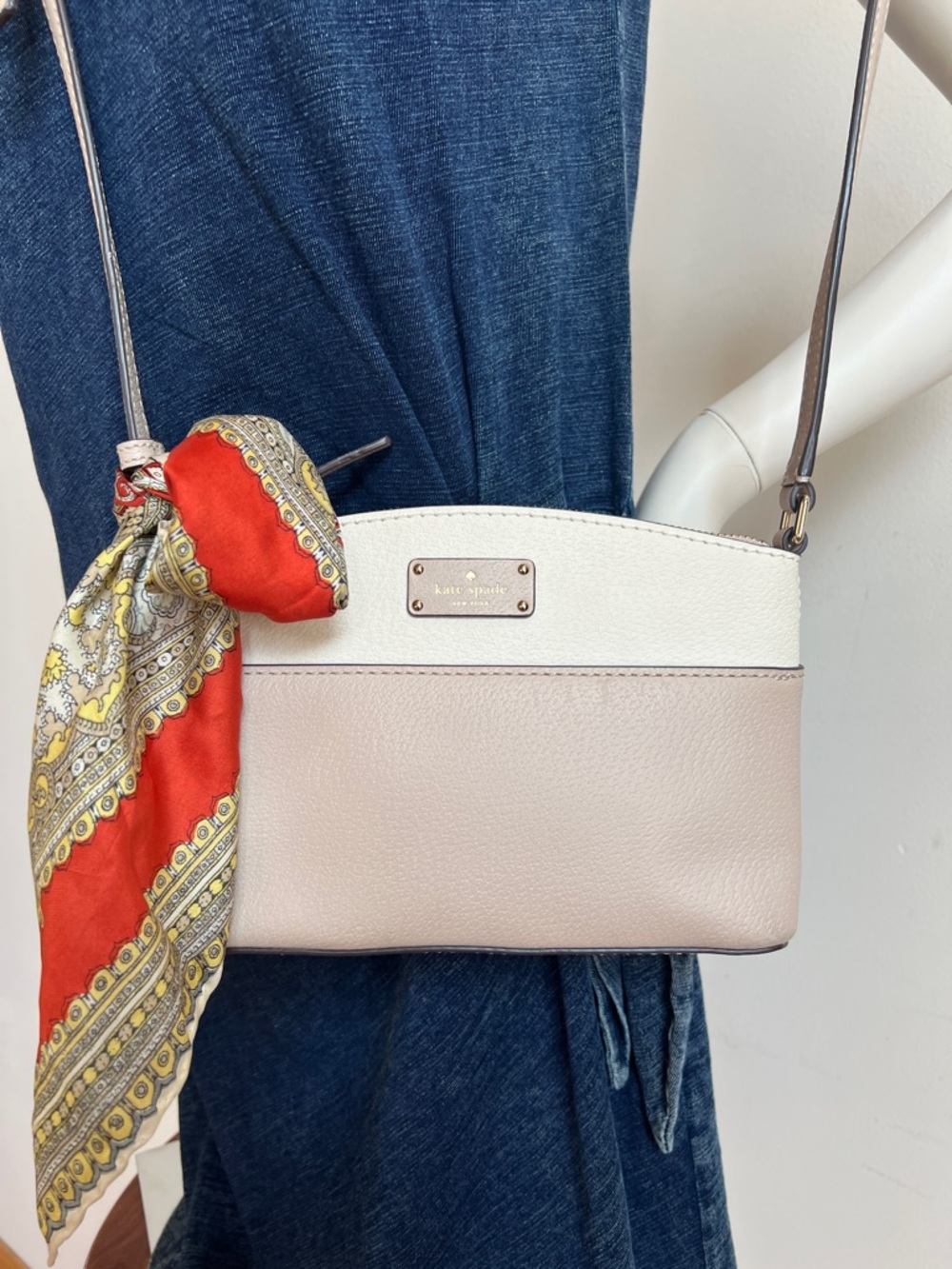 kate spade New York Grove Street Millie Leather Crossbody with accent scarf
